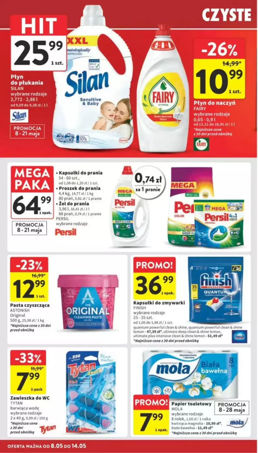 Gazetka promocyjna Intermarche - ważna 08.05 do 14.05.2025 - strona 32 - produkty: Finish, Gin, Kapsułki do prania, Mola, Papier, Papier toaletowy, Proszek do prania, Wełna, Zawieszka do wc, Zmywarki