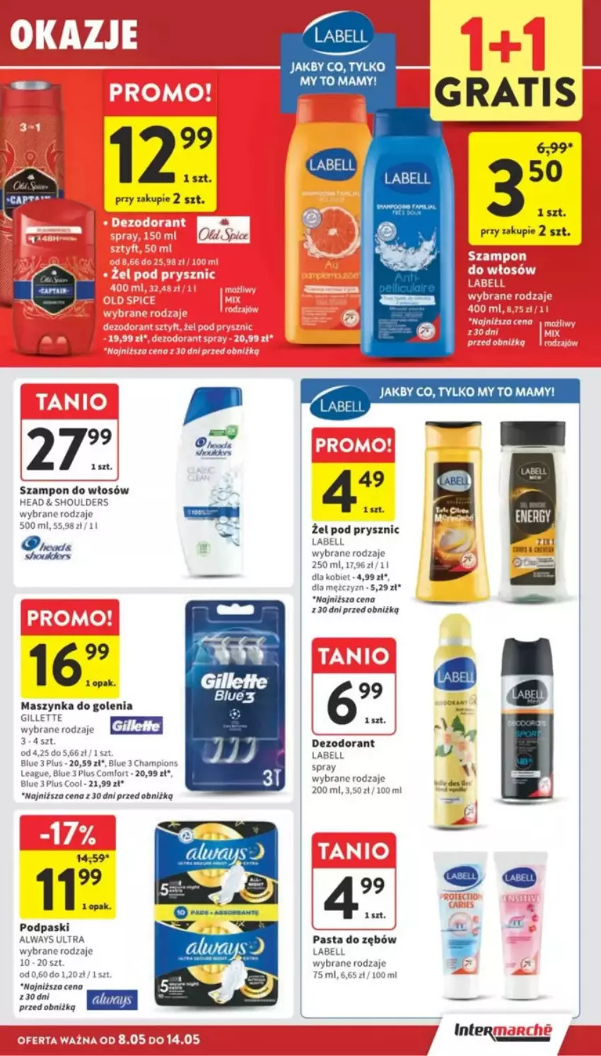 Gazetka promocyjna Intermarche - ważna 08.05 do 14.05.2025 - strona 33 - produkty: Bell, Dezodorant, Gillette, Maszynka, Maszynka do golenia, Pasta do zębów, Podpaski, Szampon, Szynka