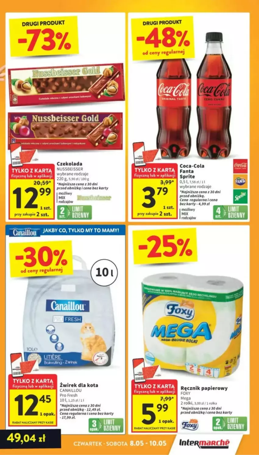 Gazetka promocyjna Intermarche - ważna 08.05 do 14.05.2025 - strona 40 - produkty: Canaillou, Coca-Cola, Czekolada, Fa, Fanta, Papier, Ręcznik, Rolki, Ser, Sprite