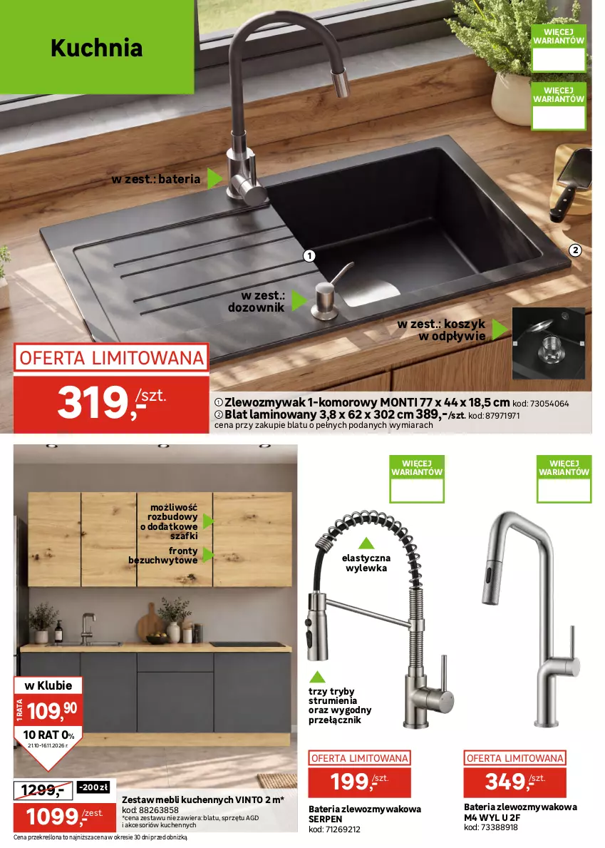 Gazetka promocyjna Leroy Merlin - Gazetka Leroy Merlin - ważna 21.10 do 16.11.2026 - strona 18 - produkty: Bateria, Dozownik, Gra, Korpusy, Kosz, Kuchnia, Meble, Mus, Rum, Ser, Zestaw mebli kuchennych, Zlew, Zlewozmywak