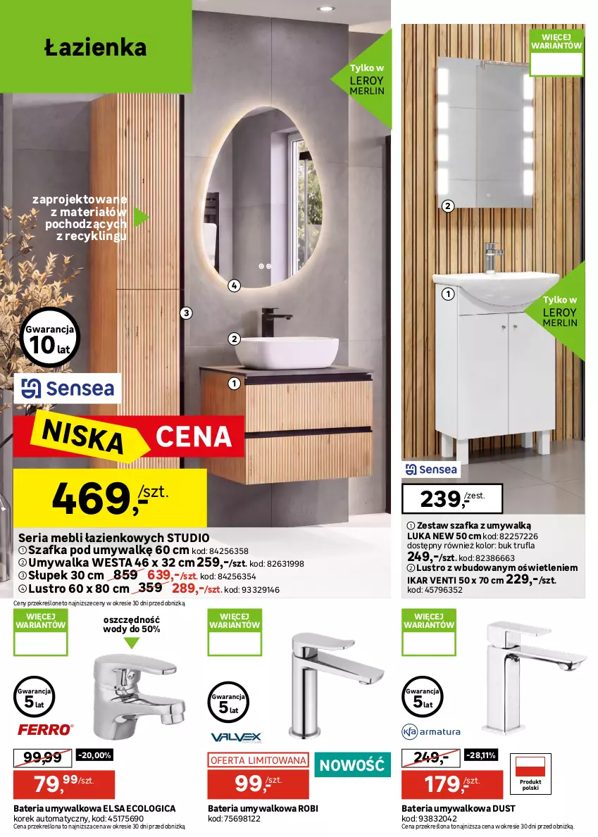 Gazetka promocyjna Leroy Merlin - Gazetka Leroy Merlin - ważna 21.10 do 16.11.2026 - strona 2 - produkty: Bateria, Bateria umywalkowa, Deska wolnoopadająca, Kompakt WC, Lustro, Miska, Miska wisząca, Ser, Słupek, Szafka, Szafka pod umywalkę, Umywalka, Zestaw podtynkowy WC