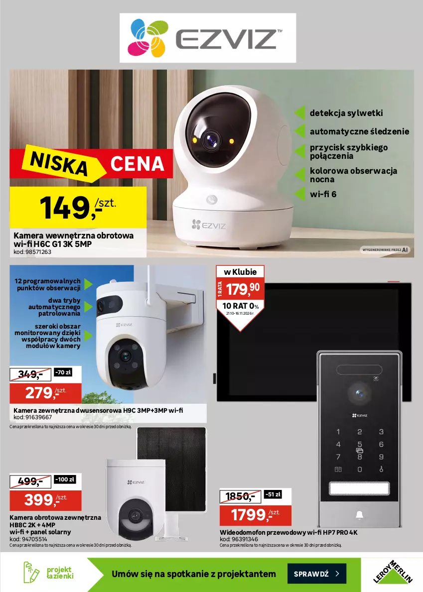 Gazetka promocyjna Leroy Merlin - Gazetka Leroy Merlin - ważna 21.10 do 16.11.2026 - strona 29 - produkty: Domofon, Fa, Gniazdo pojedyncze, Gra, HP, Kamera, Kamery, Monitor, Naświetlacz, Naświetlacz LED, Przewód, Ramka, Ser, Wideodomofon, Włącznik podwójny, Włącznik pojedynczy