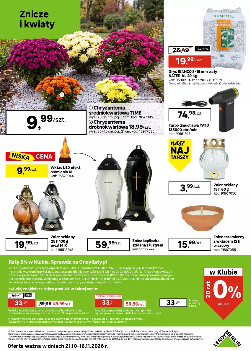 Gazetka promocyjna Leroy Merlin - Gazetka Leroy Merlin - ważna 21.10 do 16.11.2026 - strona 36 - produkty: Chryzantema, Gry, Kosz, LANA, Sprzedawcy, Top, Znicz