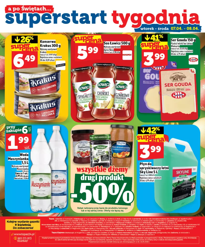 Gazetka promocyjna Topaz - Gazetka - ważna 02.04 do 08.04.2026 - strona 32 - produkty: Gouda, Koc, Krakus, Olej, Ser, Sos