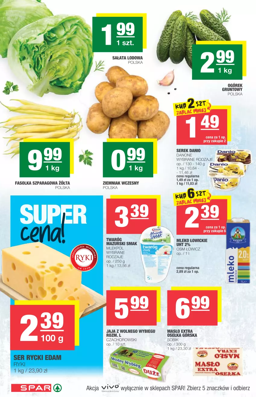 Gazetka promocyjna Spar - Eurospar - ważna 21.07 do 27.07.2021 - strona 2 - produkty: Danio, Danone, Fa, Grunt, Jaja, Jaja z wolnego wybiegu, Masło, Mleko, Ogórek, Sałat, Sałata lodowa, Ser, Serek, Twaróg