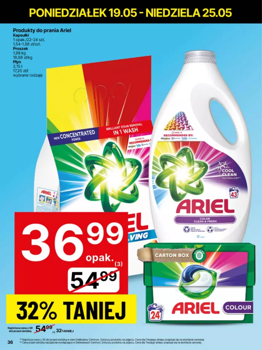 Gazetka promocyjna Delikatesy Centrum - Franczyza DC21 Poniedziałek - ważna 19.05 do 25.05.2025 - strona 36 - produkty: Ariel, Rum