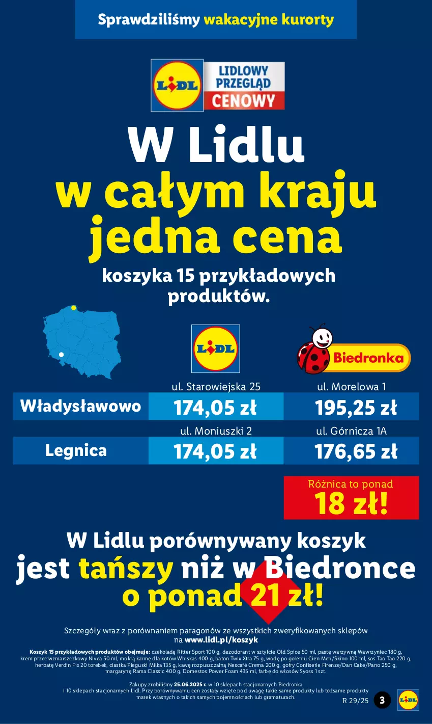 Gazetka promocyjna Lidl - GAZETKA - ważna 14.07 do 16.07.2025 - strona 3 - produkty: Baton, Ciastka, Dan Cake, Dezodorant, Domestos, Fa, Gofry, Gra, Kosz, Krem przeciwzmarszczkowy, Mars, Milka, Nescafé, Nivea, Old Spice, Por, Rama, Ritter Sport, Ser, Sos, Sport, Syoss, Twix, Whiskas