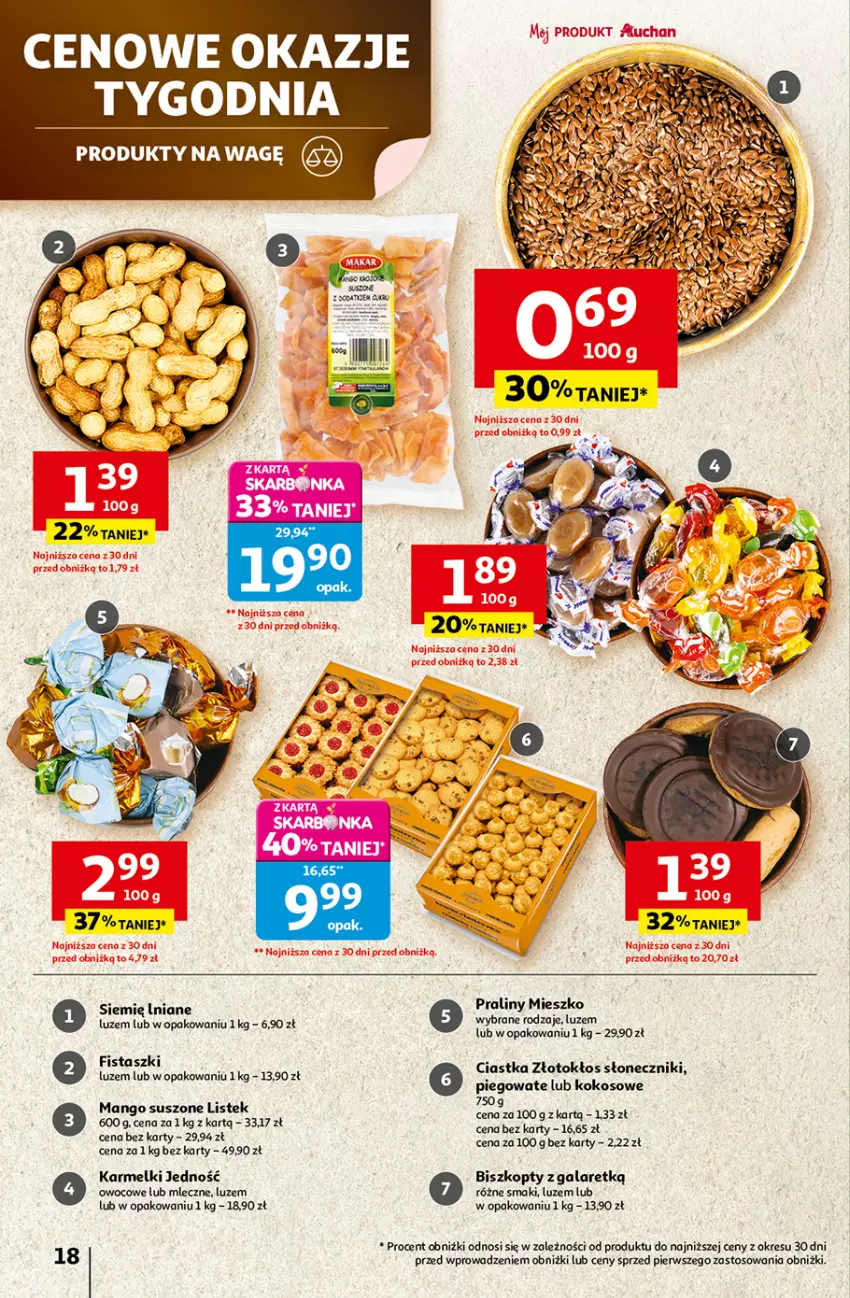 Gazetka promocyjna Auchan - Wielkie przeboje cenowe Hipermarket - ważna 16.10 do 22.10.2025 - strona 18 - produkty: Biszkopty, Ciastka, Gala, Kokos, Mango, Mango suszone, Praliny, Stek