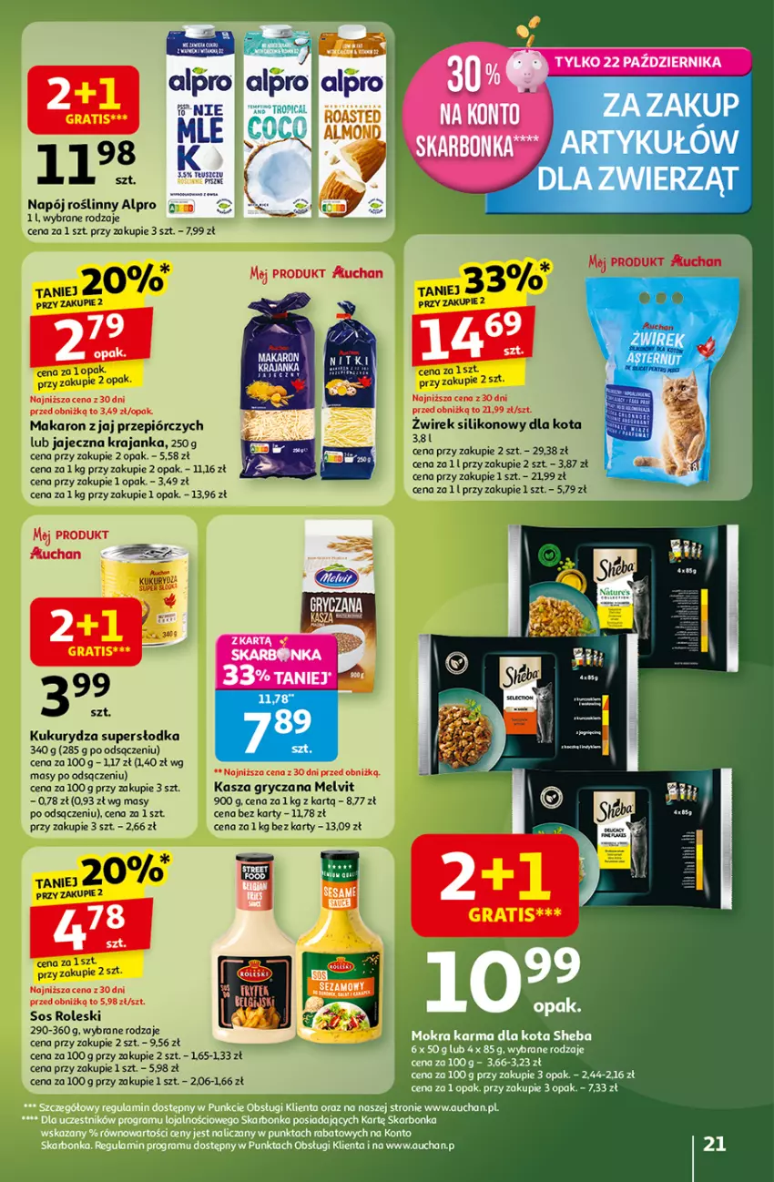 Gazetka promocyjna Auchan - Wielkie przeboje cenowe Hipermarket - ważna 16.10 do 22.10.2025 - strona 21 - produkty: Alpro, Gra, Gry, Kasza, Kasza gryczana, Kukurydza, Makaron, Melvit, Napój, Napój roślinny, Sos
