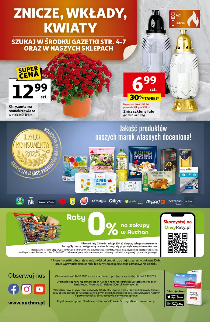 Gazetka promocyjna Auchan - Wielkie przeboje cenowe Hipermarket - ważna 16.10 do 22.10.2025 - strona 45 - produkty: Chryzantema, Fa, Gra, Kosz, Papier, Rama, Znicz