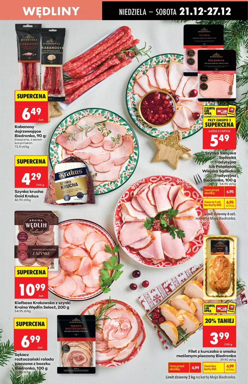 Gazetka promocyjna Biedronka - od niedzieli - ważna 21.12 do 27.12.2025 - strona 37 - produkty: Kabanos, Kiełbasa, Kiełbasa krakowska, Krakus, Kurczak, Piec, Rolada, Ser, Szynka