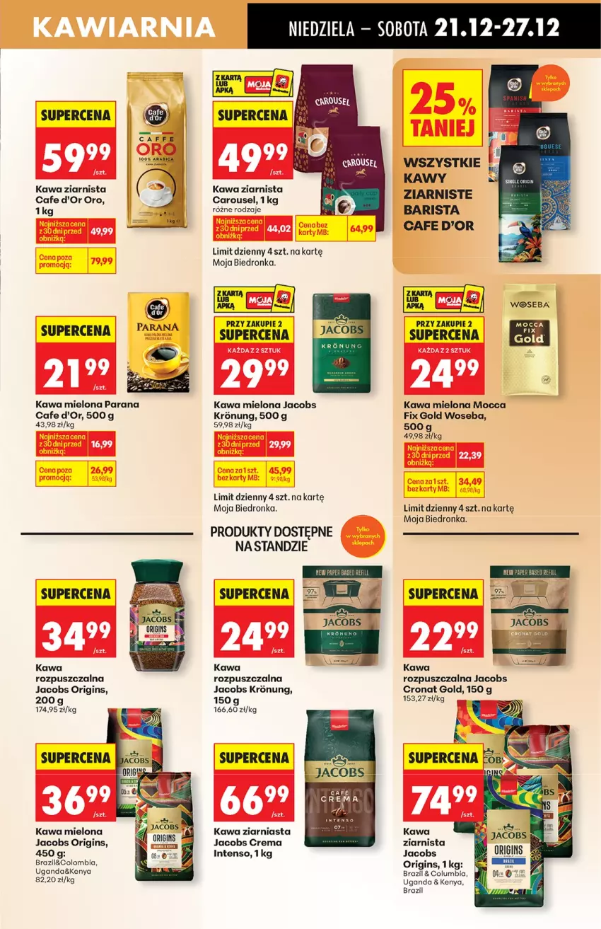 Gazetka promocyjna Biedronka - od niedzieli - ważna 21.12 do 27.12.2025 - strona 47 - produkty: BIC, Columbia, Gin, Jacobs, Kawa, Kawa mielona, Kawa rozpuszczalna, Kawa ziarnista, Mocca Fix Gold, Woseba