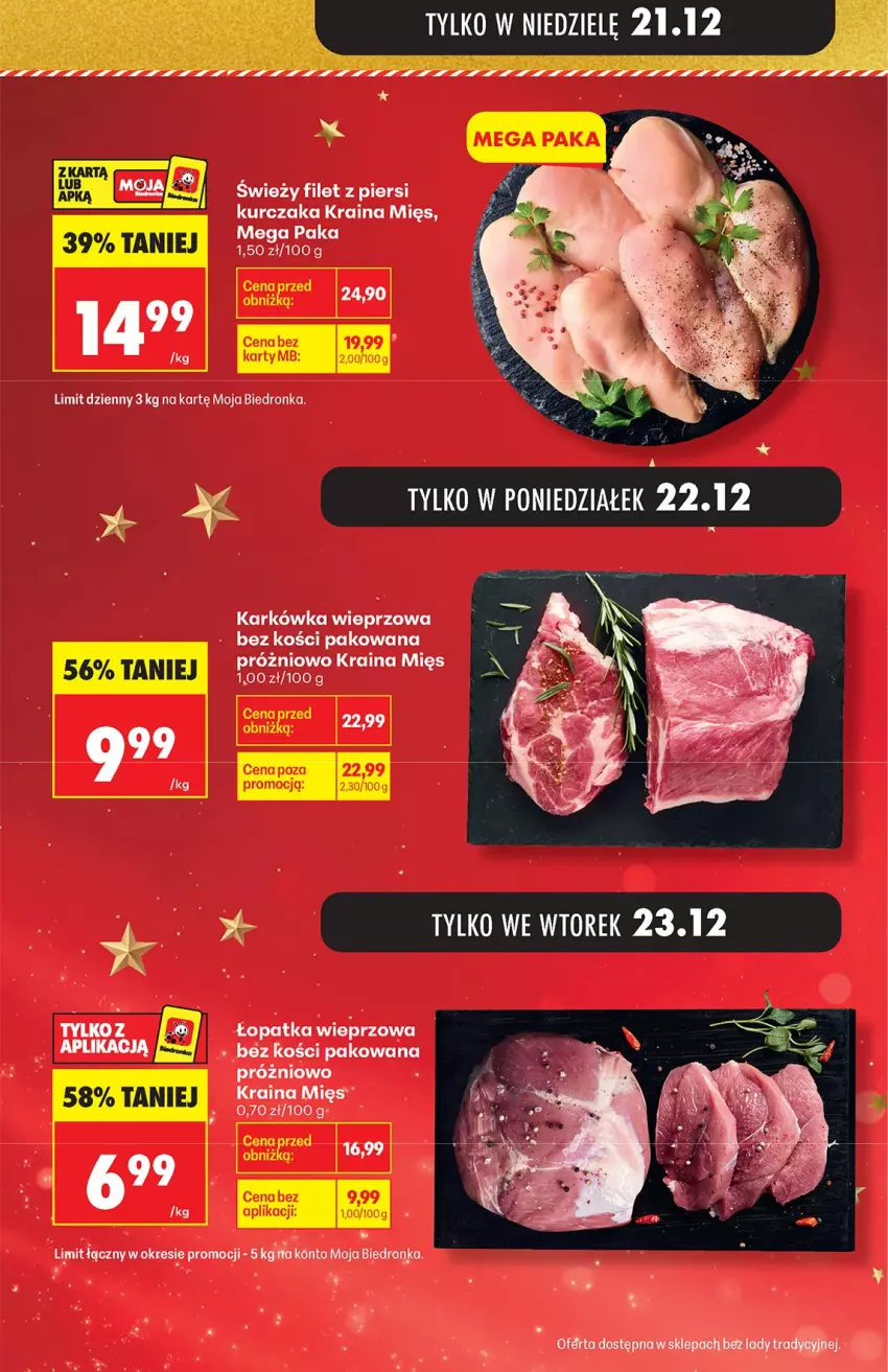 Gazetka promocyjna Biedronka - od niedzieli - ważna 21.12 do 27.12.2025 - strona 5 - produkty: Filet z piersi kurczaka, Karkówka wieprzowa, Kurczak