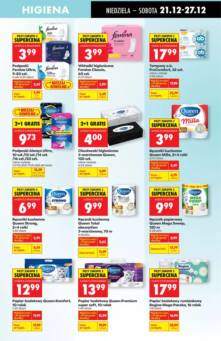 Gazetka promocyjna Biedronka - od niedzieli - ważna 21.12 do 27.12.2025 - strona 57 - produkty: Always, Always Ultra, Chusteczki, Gin, O.B., Papier, Papier toaletowy, Podpaski, Por, Ręcznik, Ręcznik kuchenny, Rolki, Rum, Tampony, Tera, Wkładki