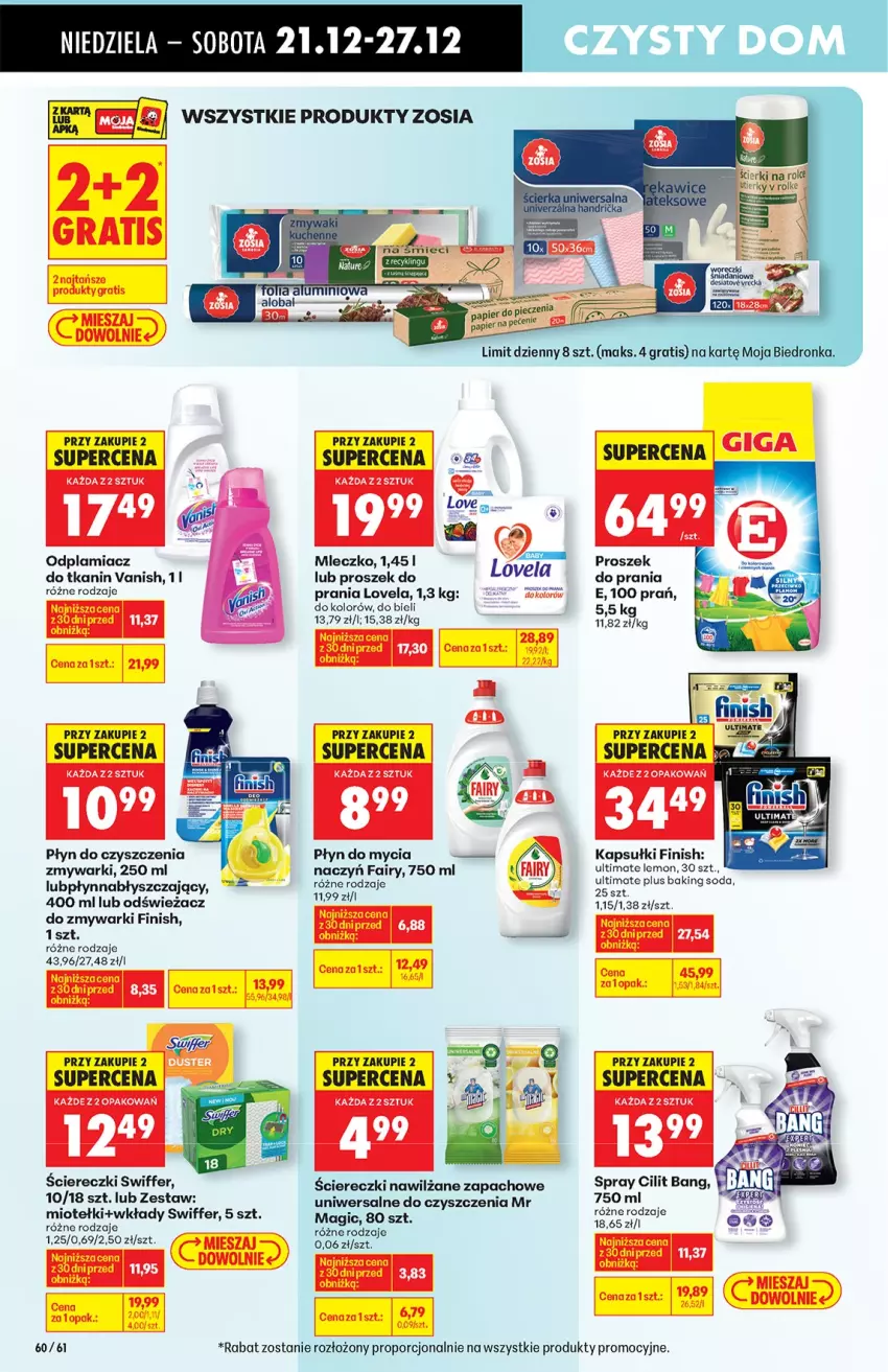 Gazetka promocyjna Biedronka - od niedzieli - ważna 21.12 do 27.12.2025 - strona 60 - produkty: Do mycia naczyń, Fa, Fairy, Finish, Gra, Koc, LG, Lovela, Mleczko, Odplamiacz, Odświeżacz do zmywarki, Papier, Płyn do mycia, Płyn do mycia naczyń, Por, Proszek do prania, Vanish, Zmywarki