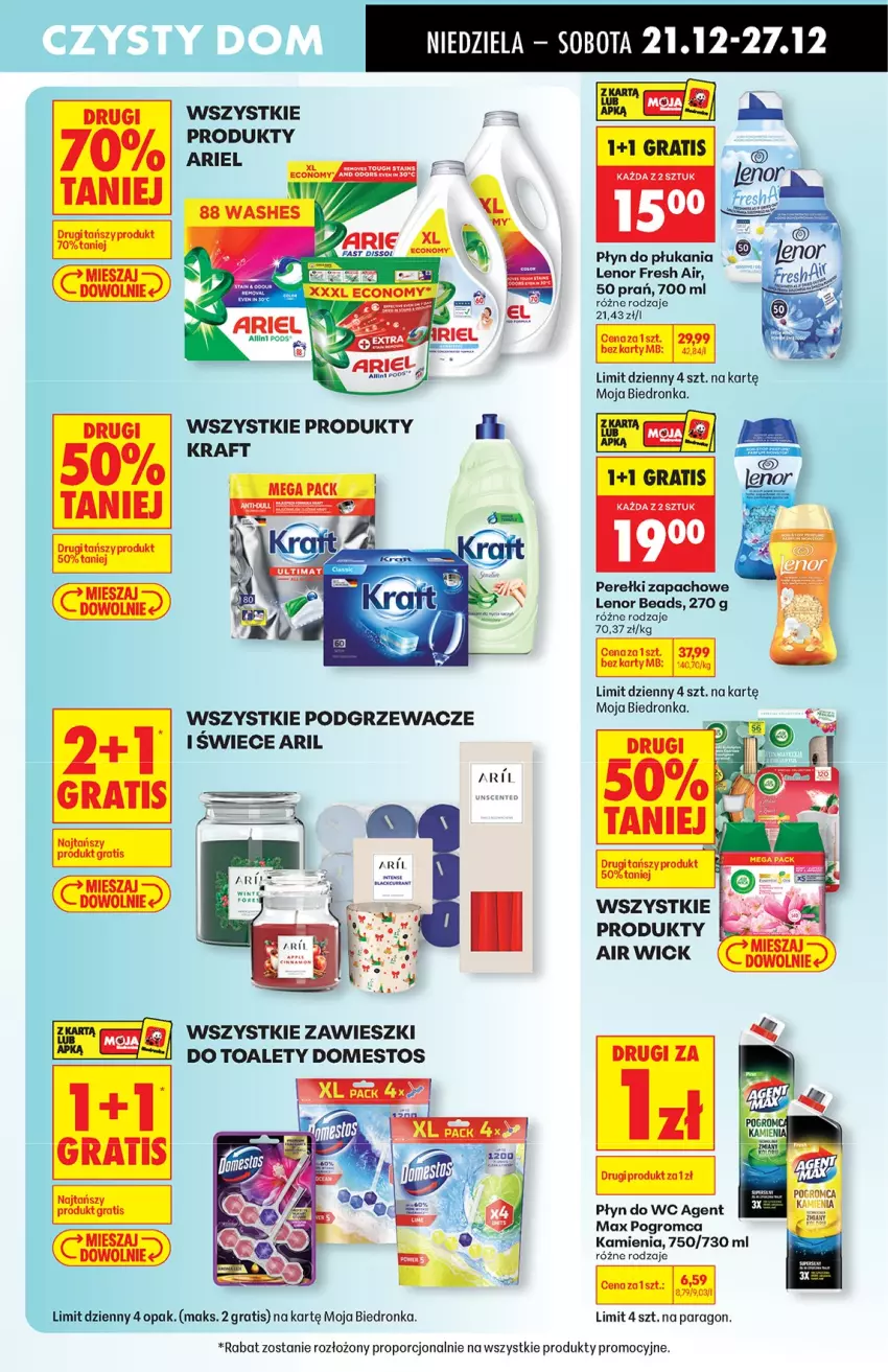 Gazetka promocyjna Biedronka - od niedzieli - ważna 21.12 do 27.12.2025 - strona 61 - produkty: Air Wick, Ariel, Domestos, Gra, Lenor, Perełki zapachowe, Płyn do płukania, Płyn do wc, Podgrzewacze, Por, Zawieszki
