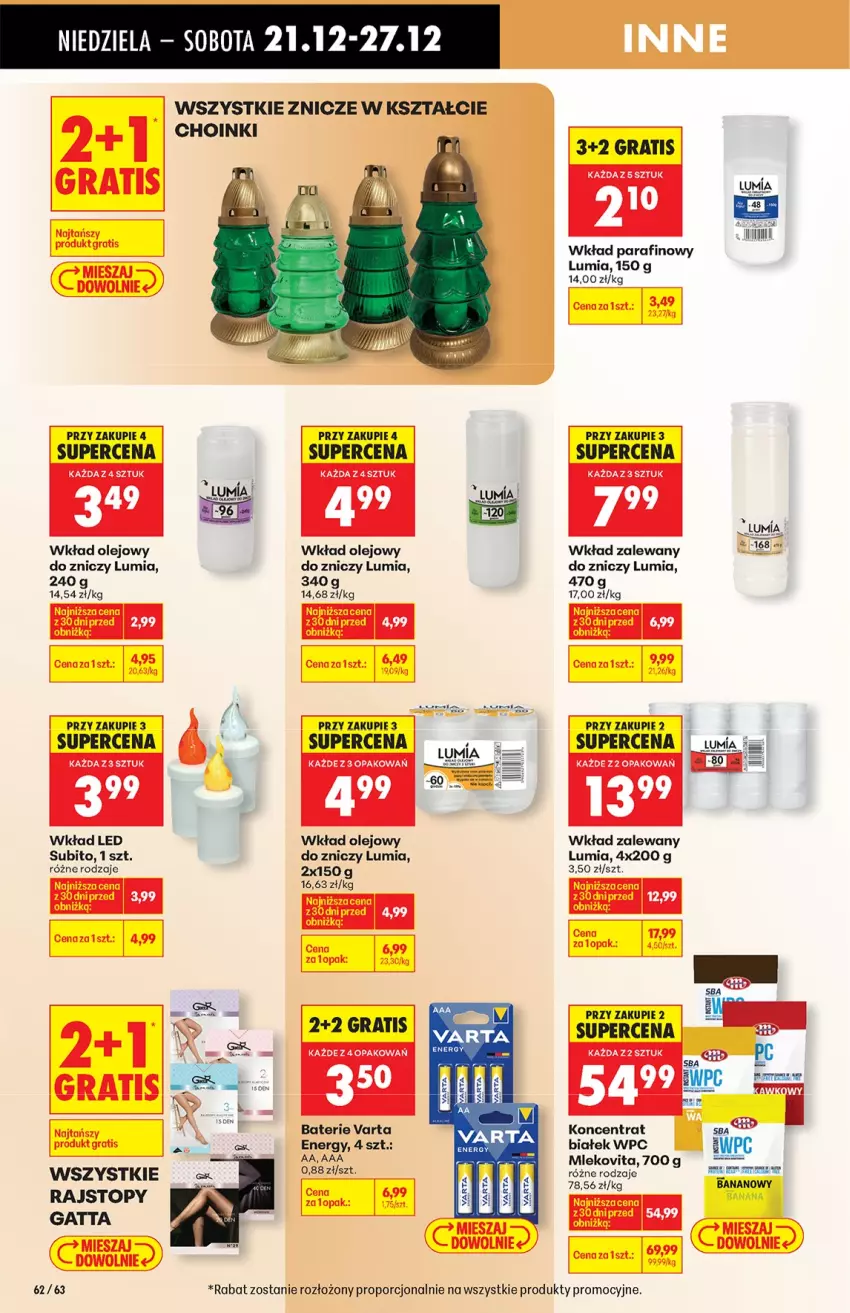 Gazetka promocyjna Biedronka - od niedzieli - ważna 21.12 do 27.12.2025 - strona 62 - produkty: Gatta, Gra, Mleko, Mlekovita, Olej, Por, Rajstopy, Top, Varta, Wkład olejowy, Znicz
