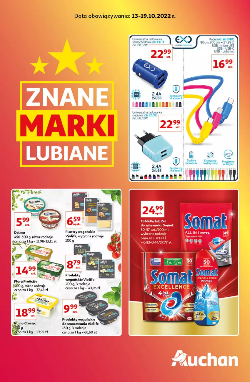 Gazetka promocyjna Auchan - Gazetka Znane Marki Lubiane Auchan - ważna 13.10 do 19.10.2022 - strona 1 - produkty: Flora, Rama, Warka