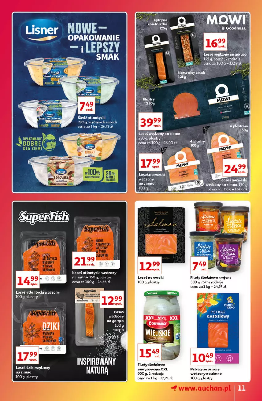 Gazetka promocyjna Auchan - Gazetka Znane Marki Lubiane Auchan - ważna 13.10 do 19.10.2022 - strona 11 - produkty: Pstrąg, Pstrąg łososiowy, Sos