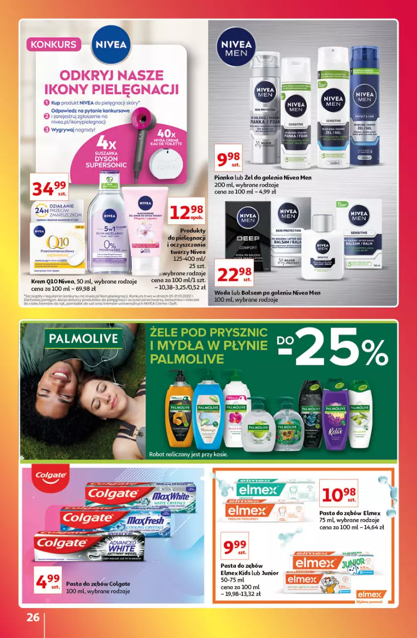 Gazetka promocyjna Auchan - Gazetka Znane Marki Lubiane Auchan - ważna 13.10 do 19.10.2022 - strona 26 - produkty: Balsam po goleniu, Colgate, Elmex, Gry, LG, Nivea, Nivea Men, Palmolive, Pasta do zębów, Woda