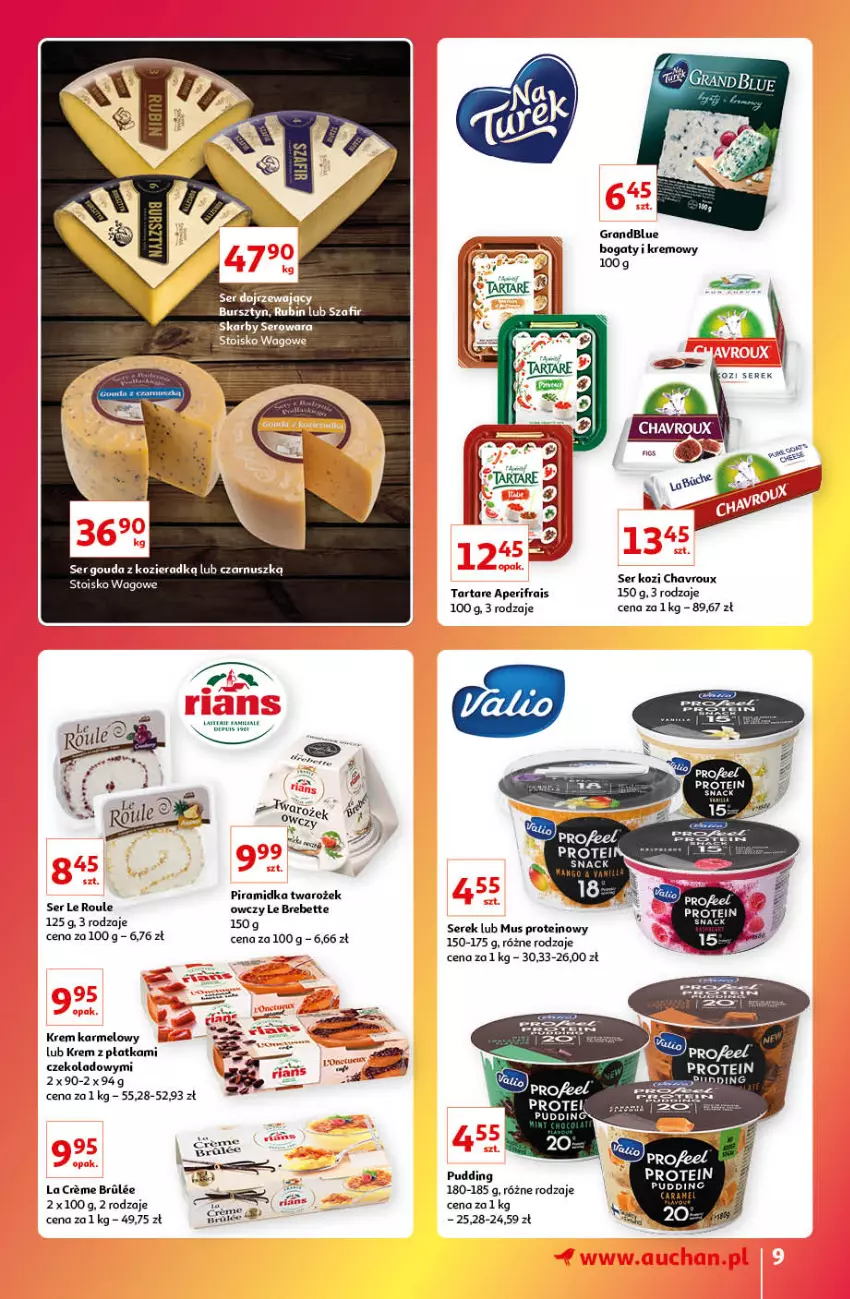 Gazetka promocyjna Auchan - Gazetka Znane Marki Lubiane Auchan - ważna 13.10 do 19.10.2022 - strona 9 - produkty: Fa, Gouda, Gra, Mus, Pudding, Ser, Ser kozi, Serek, Tarta, Tartare