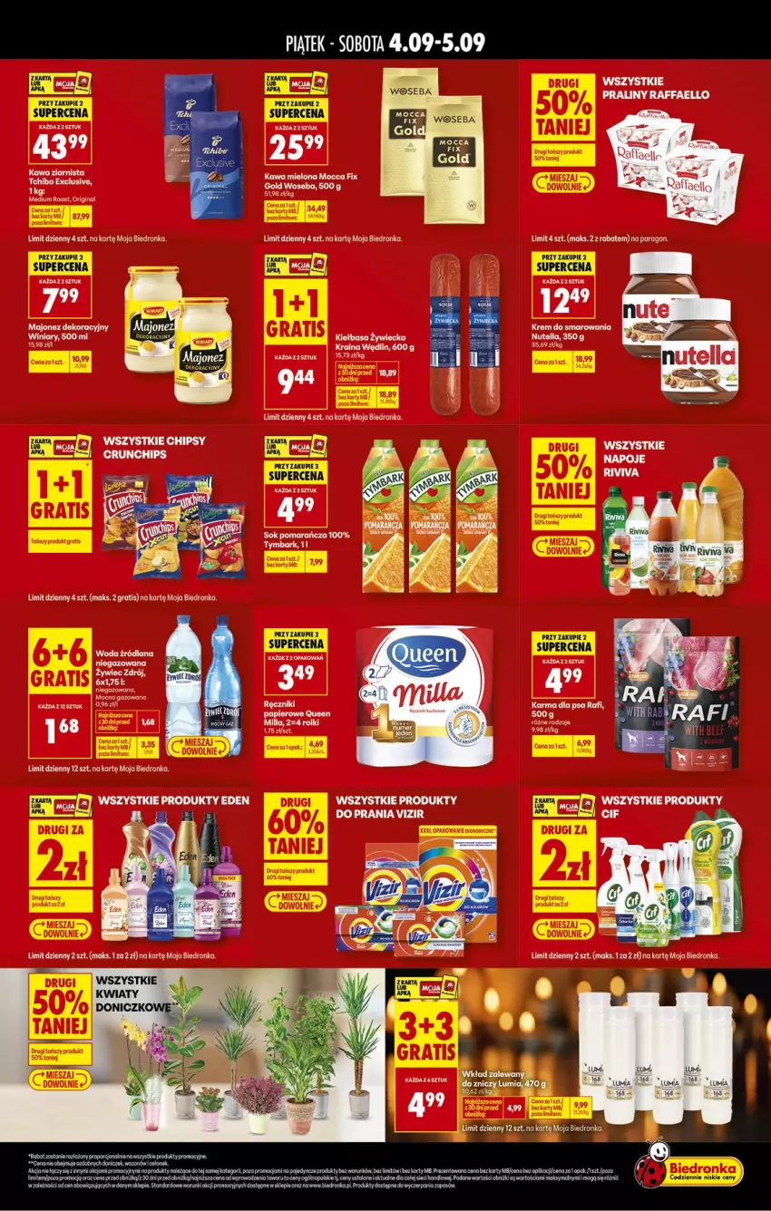 Gazetka promocyjna Biedronka - Tani Weekend - ważna 04.09 do 05.09.2026 - strona 2 - produkty: Chipsy, Fa, Feta, Gra, Kawa, Kawa ziarnista, LANA, Majonez, Nutella, Papier, Rolki, Tchibo, Winiary, Woda