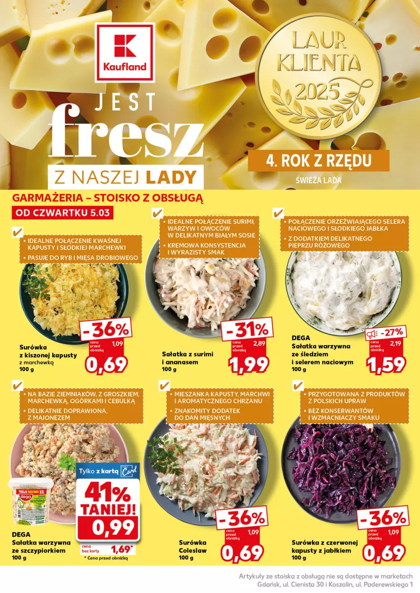 Gazetka promocyjna Kaufland - Mocny Start - ważna 09.03 do 11.03.2026 - strona 16 - produkty: Ananas, Dega, Kosz, Laur, Sałat, Sałatka, Sałatka warzywna, Surimi, Surówka, Szal