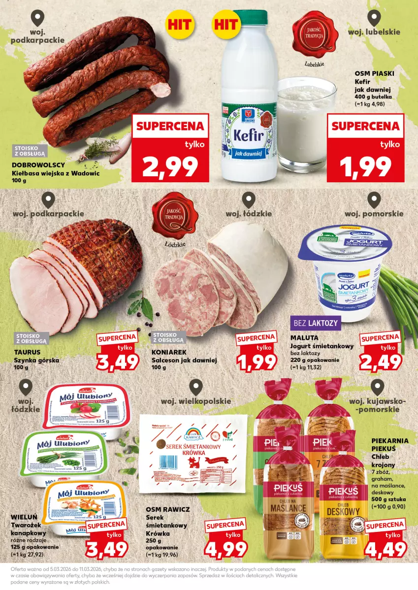 Gazetka promocyjna Kaufland - Mocny Start - ważna 09.03 do 11.03.2026 - strona 25 - produkty: Chleb, Gra, Jogurt, Karp, Kefir, Kiełbasa, Kiełbasa wiejska, Salceson, Ser, Serek, Szynka