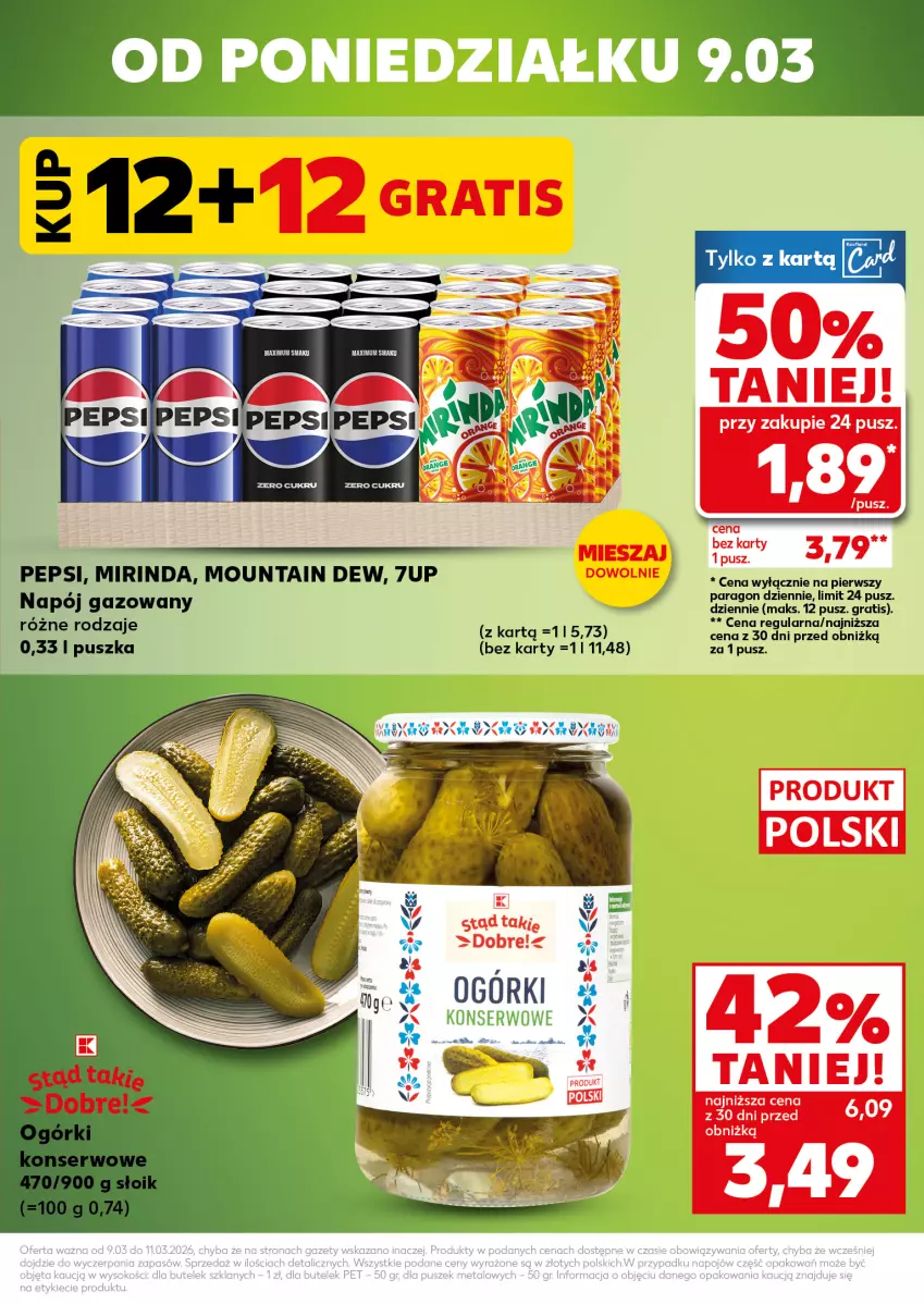 Gazetka promocyjna Kaufland - Mocny Start - ważna 09.03 do 11.03.2026 - strona 3 - produkty: 7up, Gra, Mirinda, Napój, Napój gazowany, Pepsi