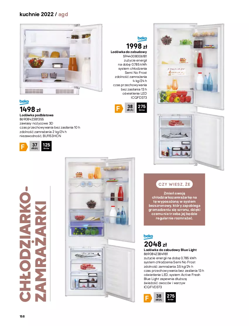 Gazetka promocyjna Castorama - Katalog kuchnie 2022 - ważna 01.04 do 31.12.2022 - strona 158 - produkty: Chłodziarka, Lodówka, Mięta, Noż, Silan