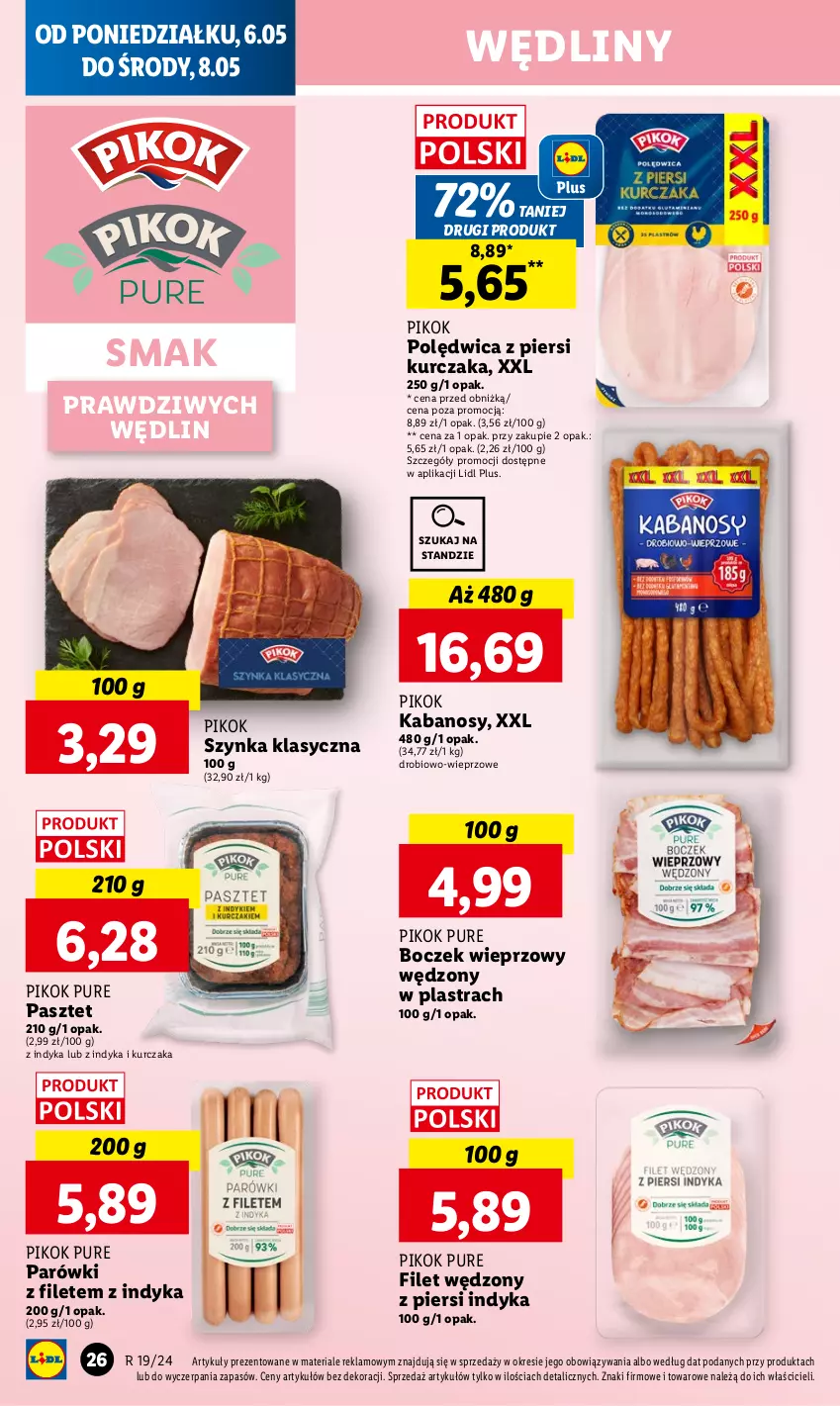 Gazetka promocyjna Lidl - GAZETKA - ważna 06.05 do 08.05.2024 - strona 32 - produkty: Boczek, Boczek wieprzowy, Kabanos, Kurczak, Parówki, Pasztet, PIKOK, Polędwica, Pur, Szynka