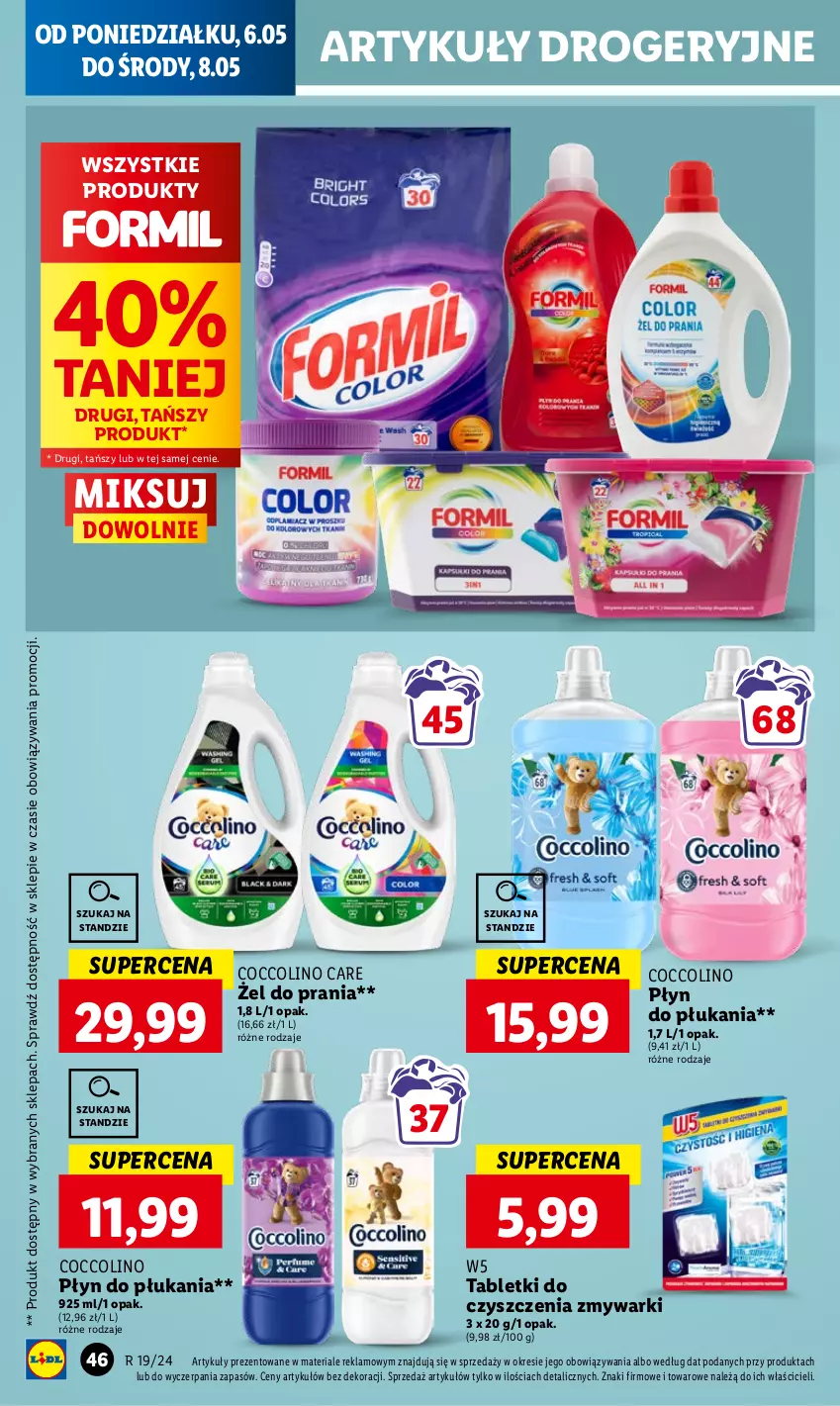 Gazetka promocyjna Lidl - GAZETKA - ważna 06.05 do 08.05.2024 - strona 56 - produkty: Coccolino, Płyn do płukania, Tablet, Zmywarki