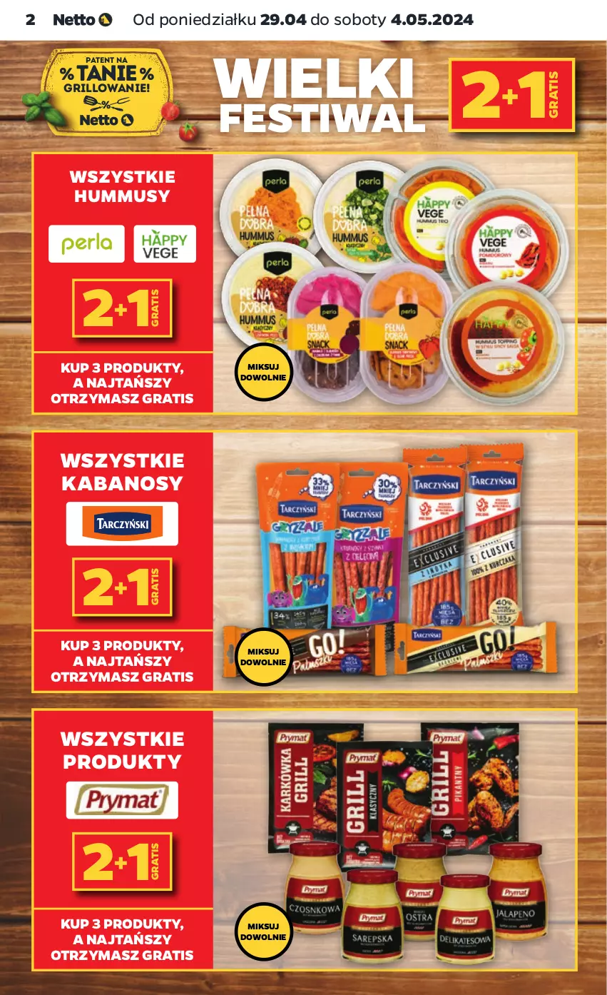 Gazetka promocyjna Netto - Od Poniedziałku - ważna 29.04 do 04.05.2024 - strona 2 - produkty: Gra, Grill, Hummus, Kabanos, Mus