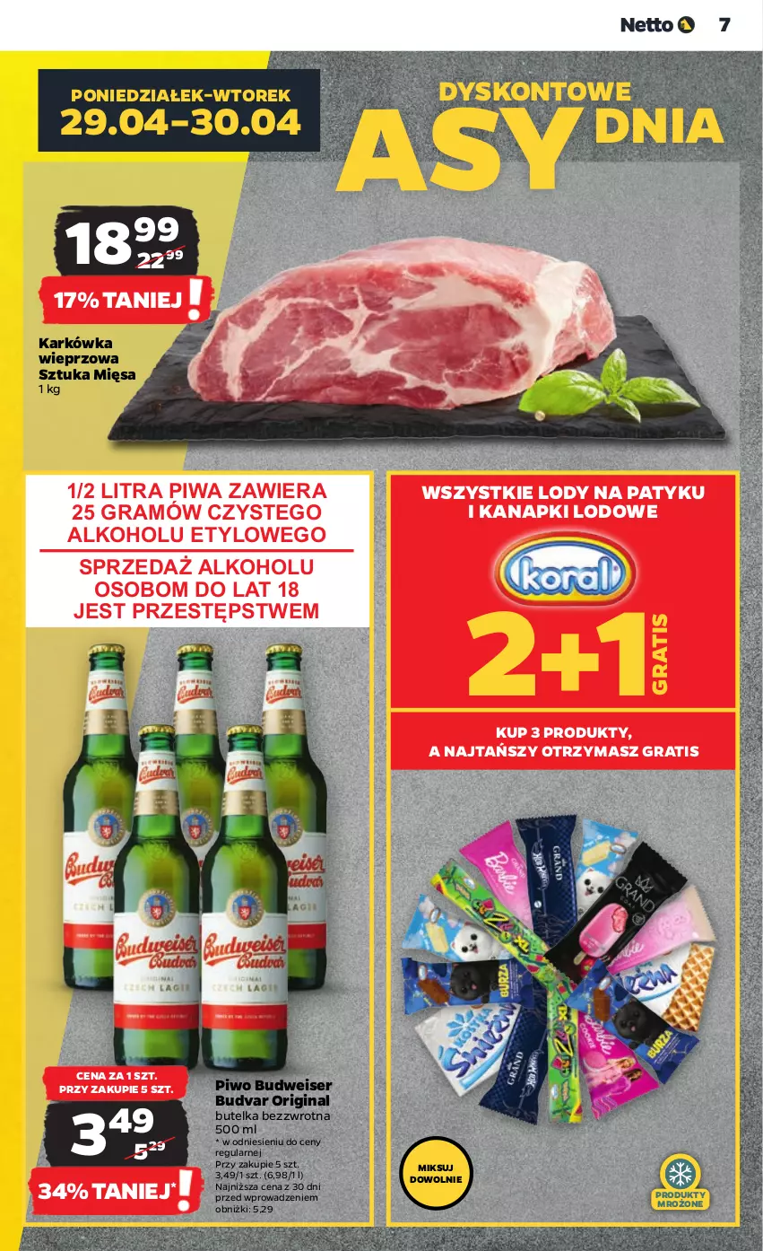 Gazetka promocyjna Netto - Od Poniedziałku - ważna 29.04 do 04.05.2024 - strona 7 - produkty: Gin, Gra, Karkówka wieprzowa, Lody, Piwa, Piwo, Produkty mrożone, Ser