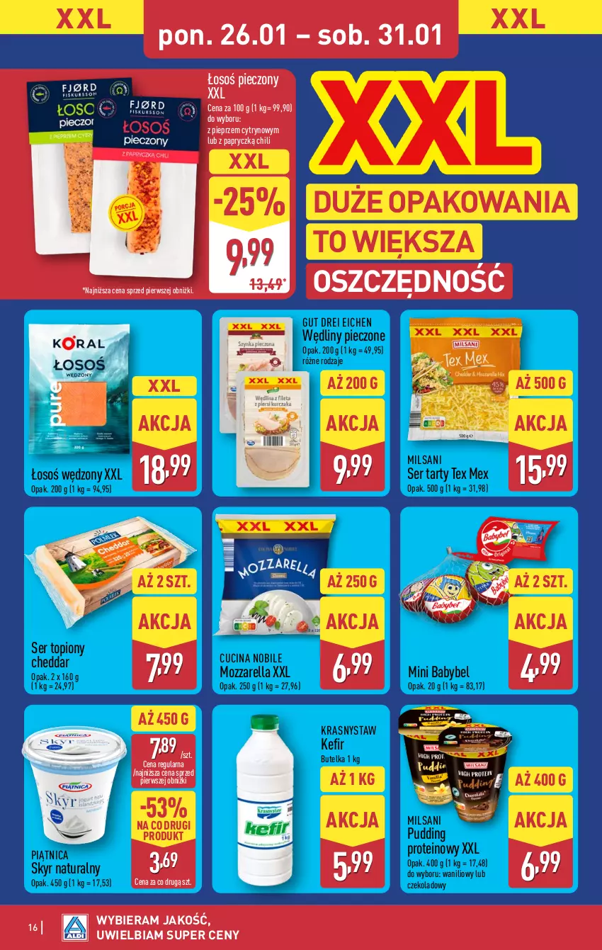 Gazetka promocyjna Aldi - Pełna oferta - ważna 26.01 do 31.01.2026 - strona 16 - produkty: Cheddar, Kefir, Mozzarella, Piątnica, Piec, Pieprz, Pudding, Ser, Ser topiony, Top