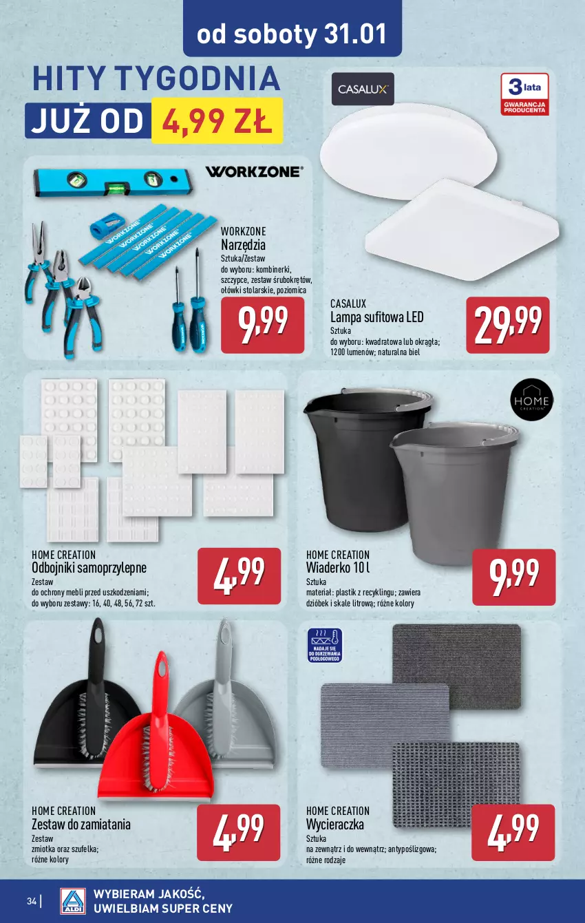 Gazetka promocyjna Aldi - Pełna oferta - ważna 26.01 do 31.01.2026 - strona 34 - produkty: Lampa, Lampa sufitowa, Mop, Poziomica, Szczypce, Szufelka, Wycieraczka