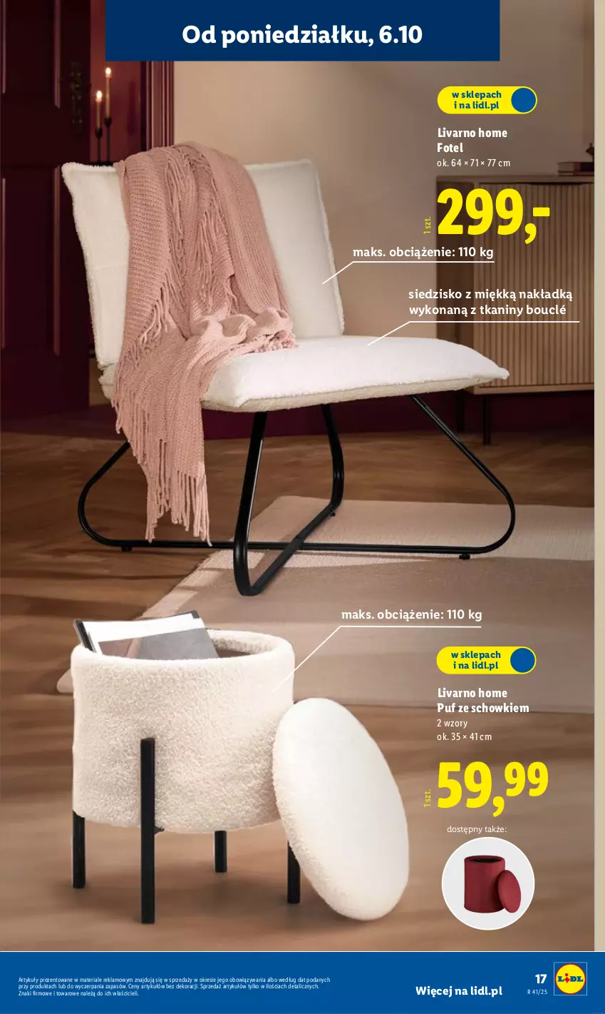 Gazetka promocyjna Lidl - GAZETKA - ważna 06.10 do 11.10.2025 - strona 17 - produkty: Fotel, Ivar, Puf, Siedzisko