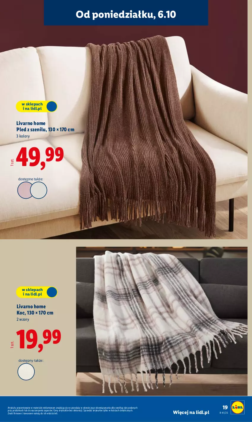 Gazetka promocyjna Lidl - GAZETKA - ważna 06.10 do 11.10.2025 - strona 19 - produkty: Ivar, Koc, Pled