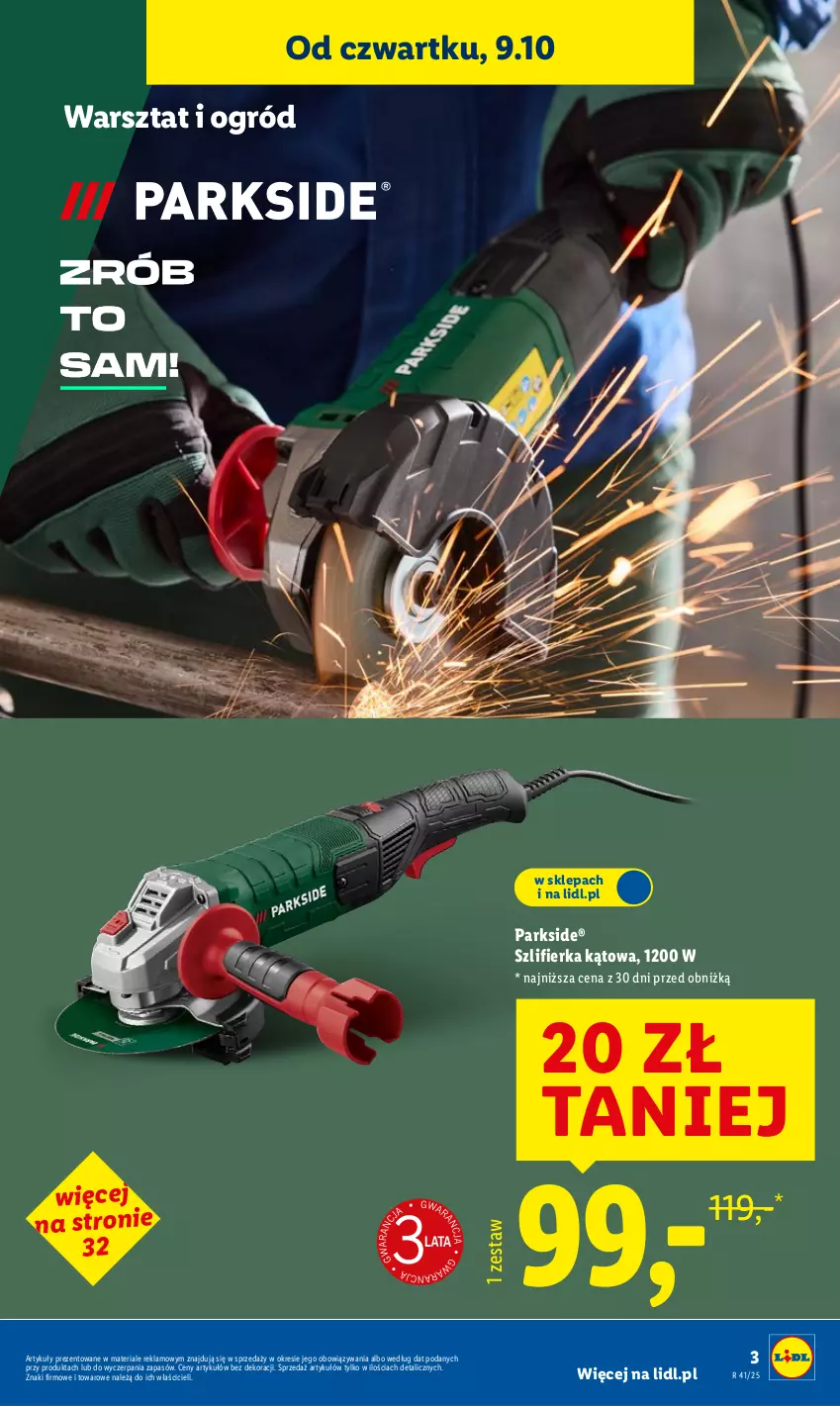 Gazetka promocyjna Lidl - GAZETKA - ważna 06.10 do 11.10.2025 - strona 3 - produkty: Ogród, Parkside, Szlifierka, Szlifierka kątowa