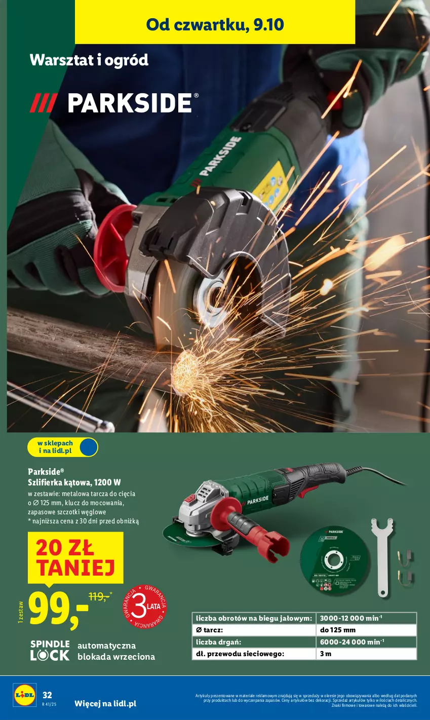 Gazetka promocyjna Lidl - GAZETKA - ważna 06.10 do 11.10.2025 - strona 36 - produkty: Ogród, Parkside, Szlifierka, Szlifierka kątowa