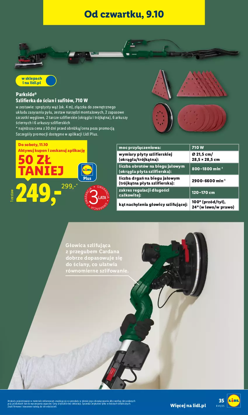 Gazetka promocyjna Lidl - GAZETKA - ważna 06.10 do 11.10.2025 - strona 39 - produkty: Parkside, Płyta, Szlifierka, Zestaw narzędzi