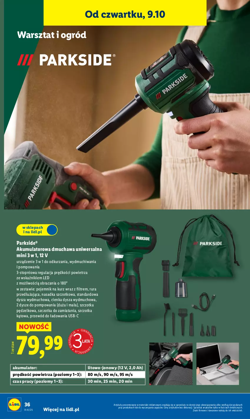 Gazetka promocyjna Lidl - GAZETKA - ważna 06.10 do 11.10.2025 - strona 40 - produkty: Akumulator, Ogród, Parkside, Pojemnik, Przewód, Rura, Szczotka, Top