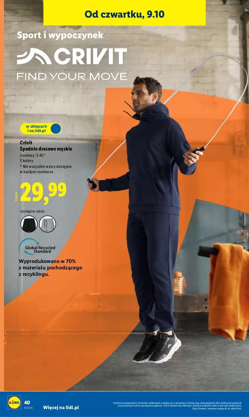 Gazetka promocyjna Lidl - GAZETKA - ważna 06.10 do 11.10.2025 - strona 44 - produkty: Control, Dres, Por, Spodnie, Spodnie dresowe, Sport
