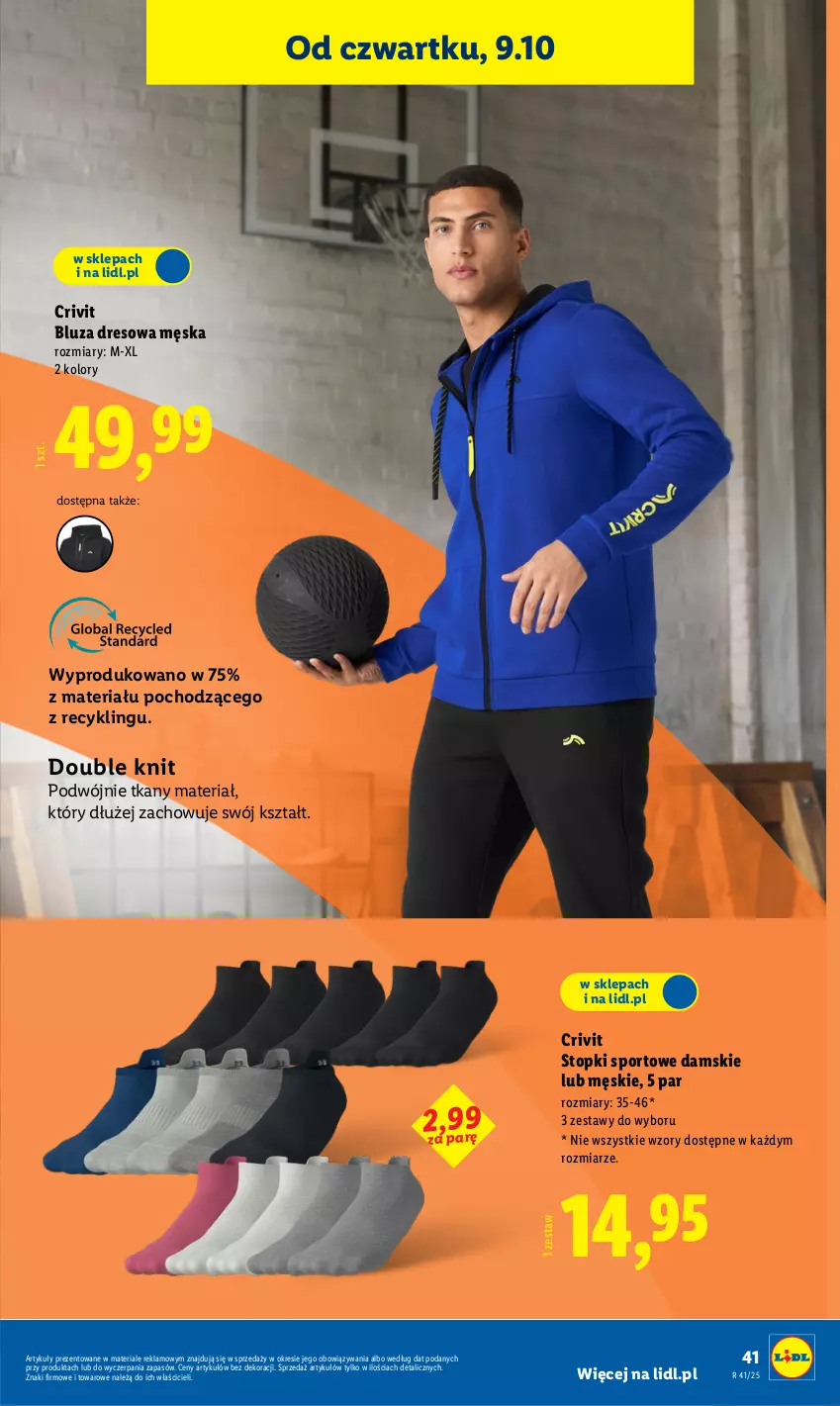 Gazetka promocyjna Lidl - GAZETKA - ważna 06.10 do 11.10.2025 - strona 45 - produkty: Bluza, Bluza dresowa, Control, Dres, Por, Sport, Stopki sportowe, Top