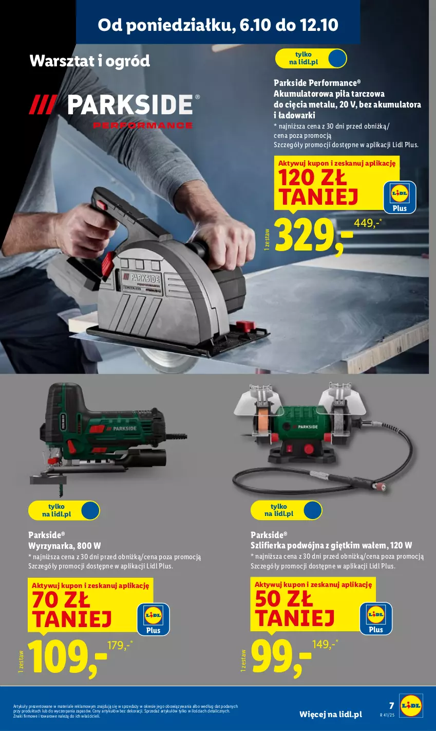 Gazetka promocyjna Lidl - GAZETKA - ważna 06.10 do 11.10.2025 - strona 7 - produkty: Akumulator, Ogród, Parkside, Szlifierka, Wyrzynarka