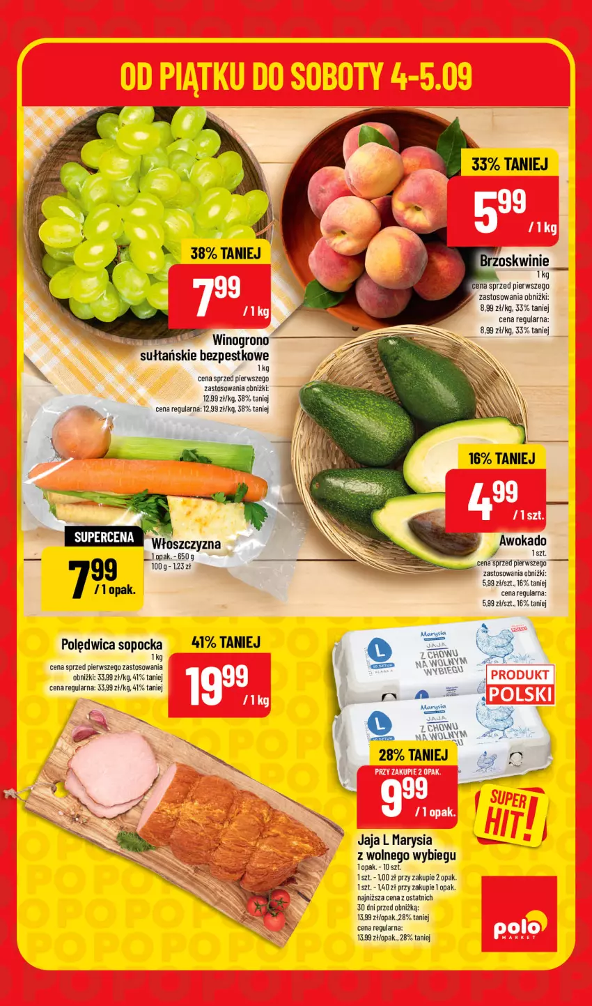 Gazetka promocyjna PoloMarket - Ulotka weekend - ważna 04.09 do 05.09.2026 - strona 3 - produkty: Brzoskwinie, Jaja, Polędwica, Wino