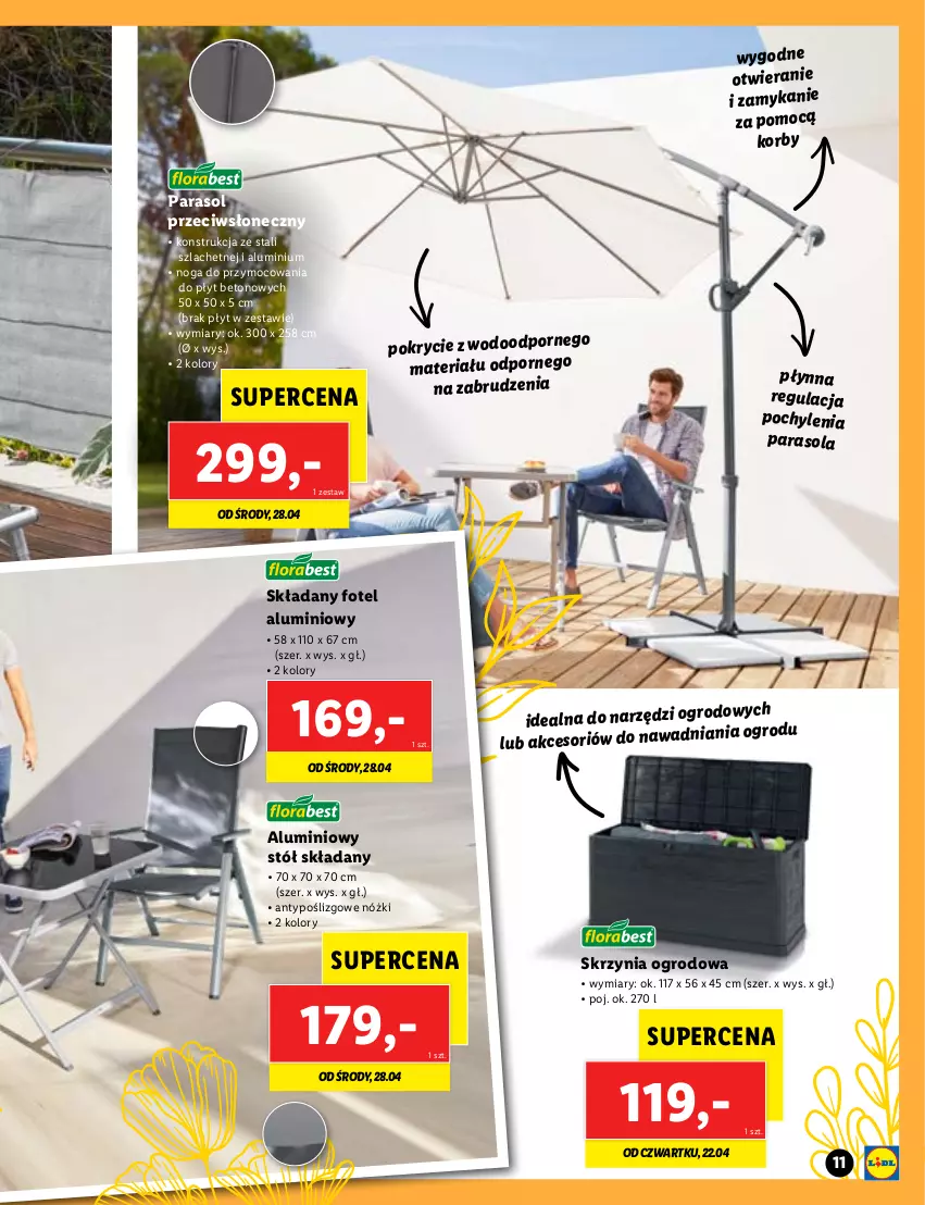 Gazetka promocyjna Lidl - OFERTA OD 22.04 DO WYCZERPANIA ZAPASÓW - ważna 22.04 do 02.05.2021 - strona 11 - produkty: Fotel, Parasol, Por, Stół