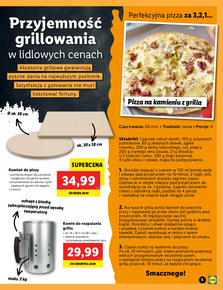 Gazetka promocyjna Lidl - OFERTA OD 22.04 DO WYCZERPANIA ZAPASÓW - ważna 22.04 do 02.05.2021 - strona 5 - produkty: Chrupki, Czosnek, Drożdże, Fa, Gouda, Grill, Kawa, Kosz, LG, Mąka, Mus, Olej, Oliwki, Piec, Pieprz, Pizza, Pomidory, Por, Ser, Sok, Sól, Sos