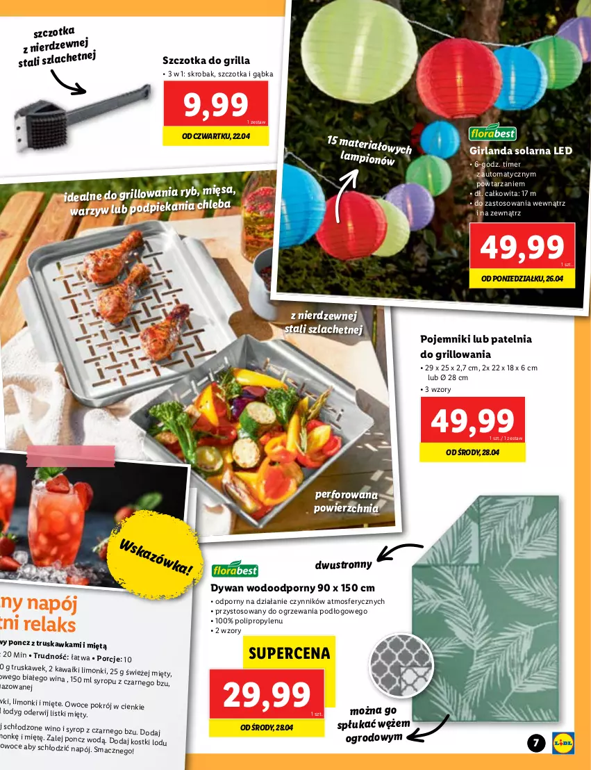 Gazetka promocyjna Lidl - OFERTA OD 22.04 DO WYCZERPANIA ZAPASÓW - ważna 22.04 do 02.05.2021 - strona 7 - produkty: Chleb, Dywan, Girlanda, Grill, Kawa, Lampion, Napój, Owoce, Patelnia, Pojemnik, Por, Syrop, Szczotka, Wino