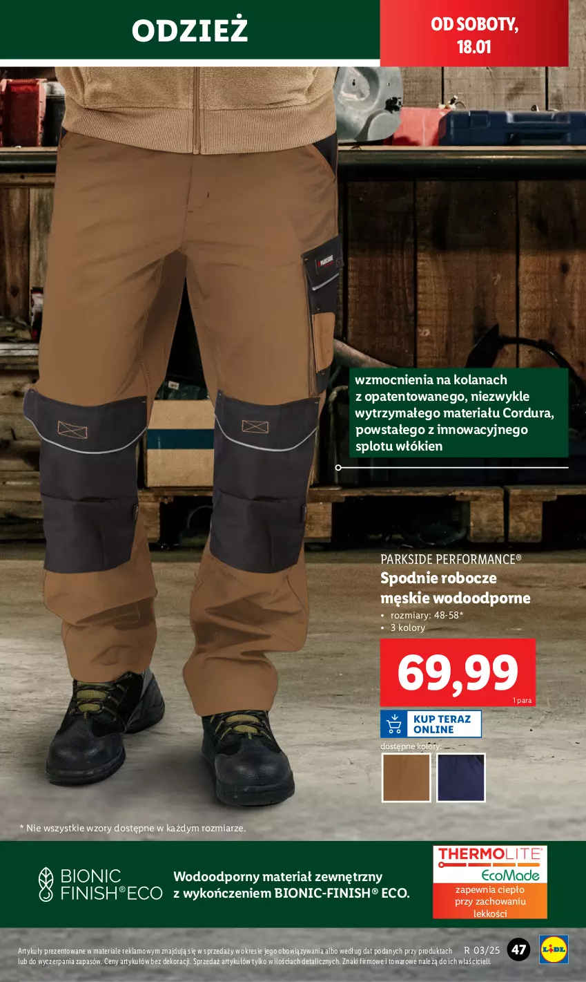 Gazetka promocyjna Lidl - GAZETKA - ważna 13.01 do 18.01.2025 - strona 49 - produkty: Finish, LANA, Parkside, Por, Spodnie